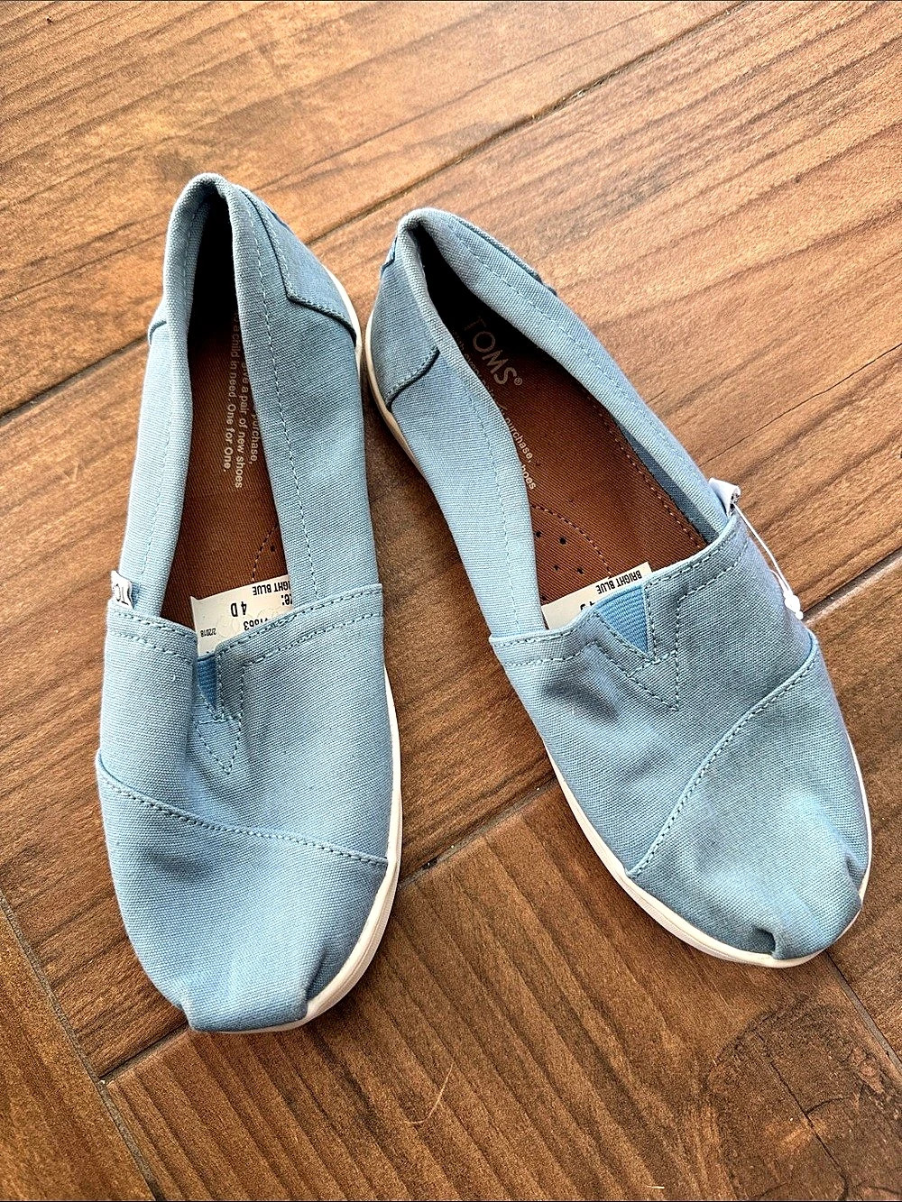 TOMS Classic Alpargata Canvas Slip-On Sneakers Blue US 4 youth